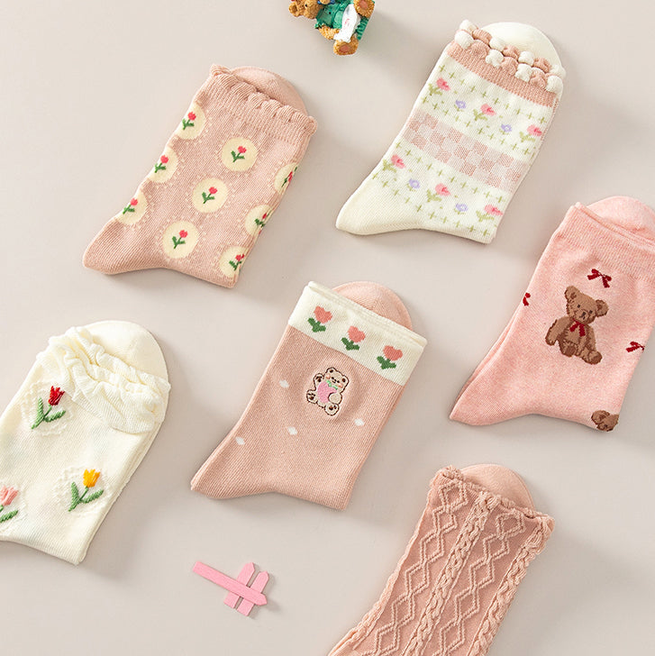 Cute Bear Deer Bunny Cotton Sock 6 Pairs/Set