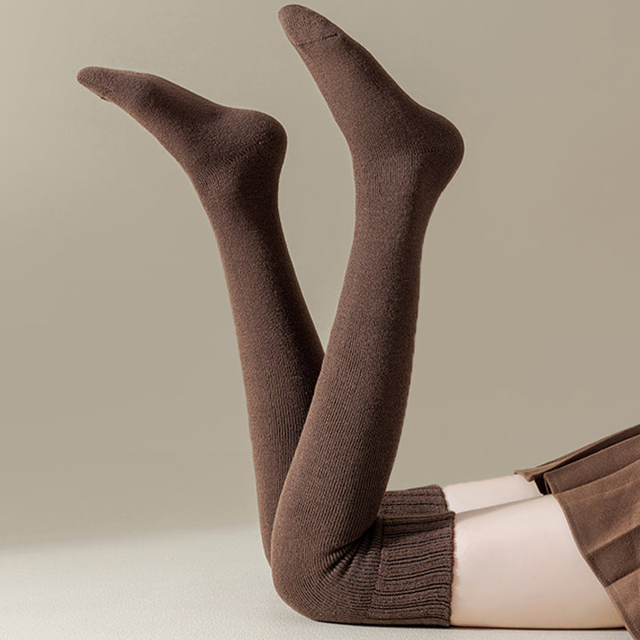 Solid Color Autumn/Winter Thickened Over-the-Knee Socks