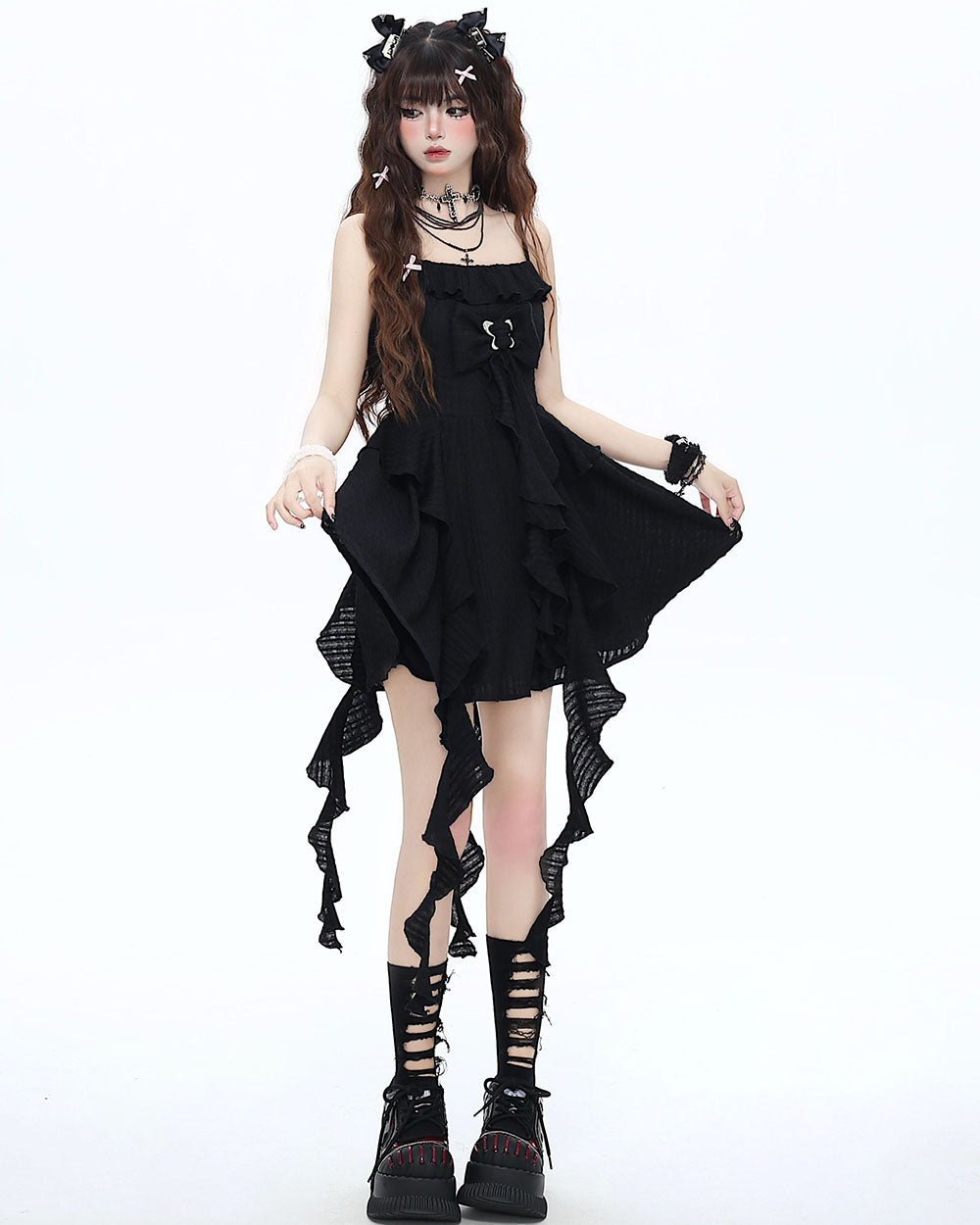 French Design Fairy-style Black Camisole Dress