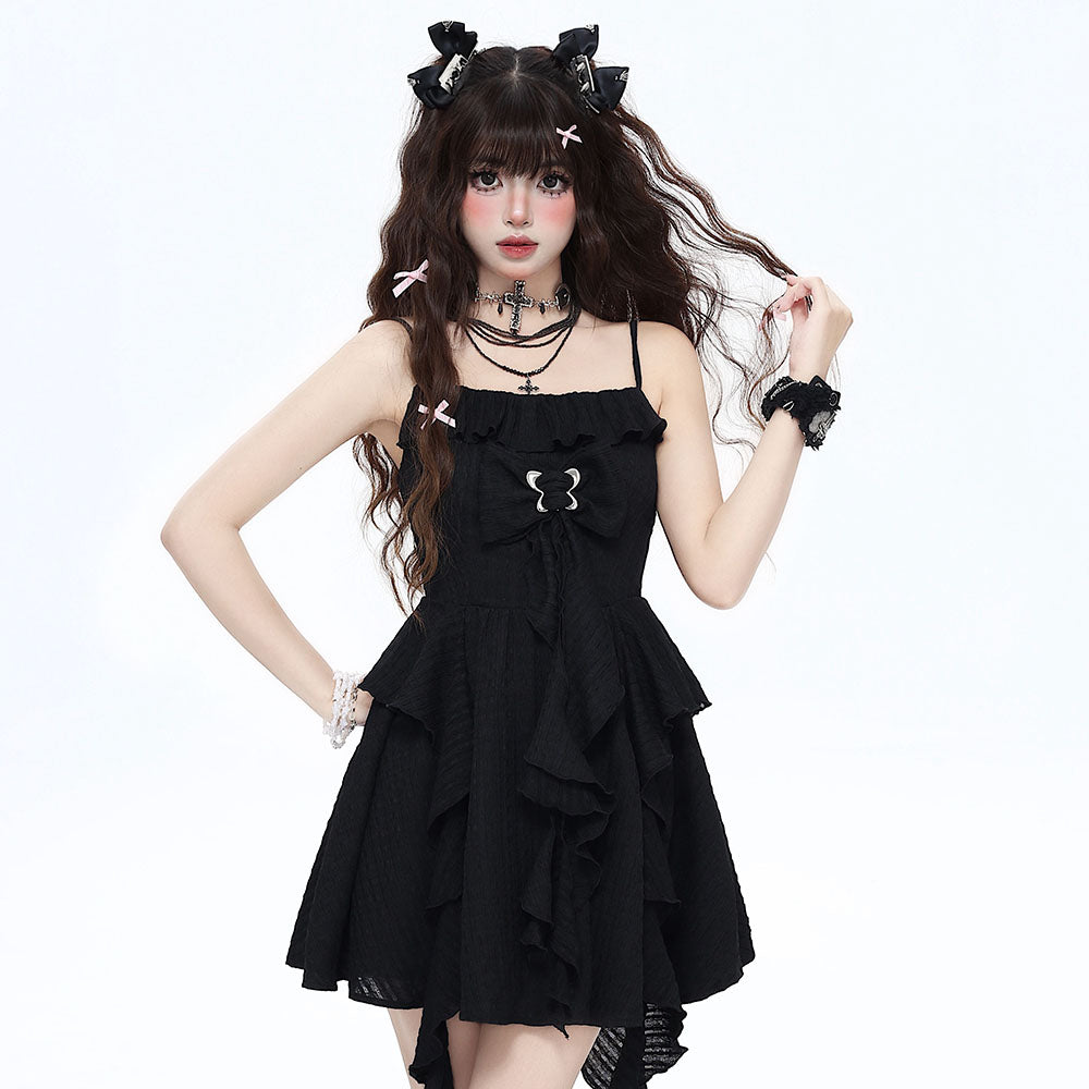 French Design Fairy-style Black Camisole Dress