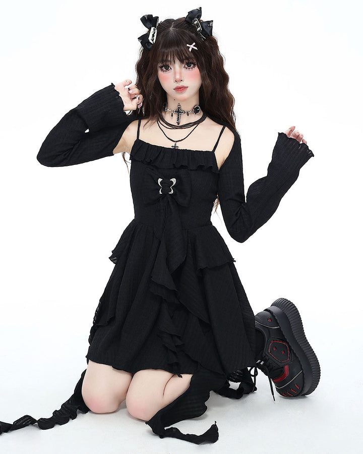 French Design Fairy-style Black Camisole Dress