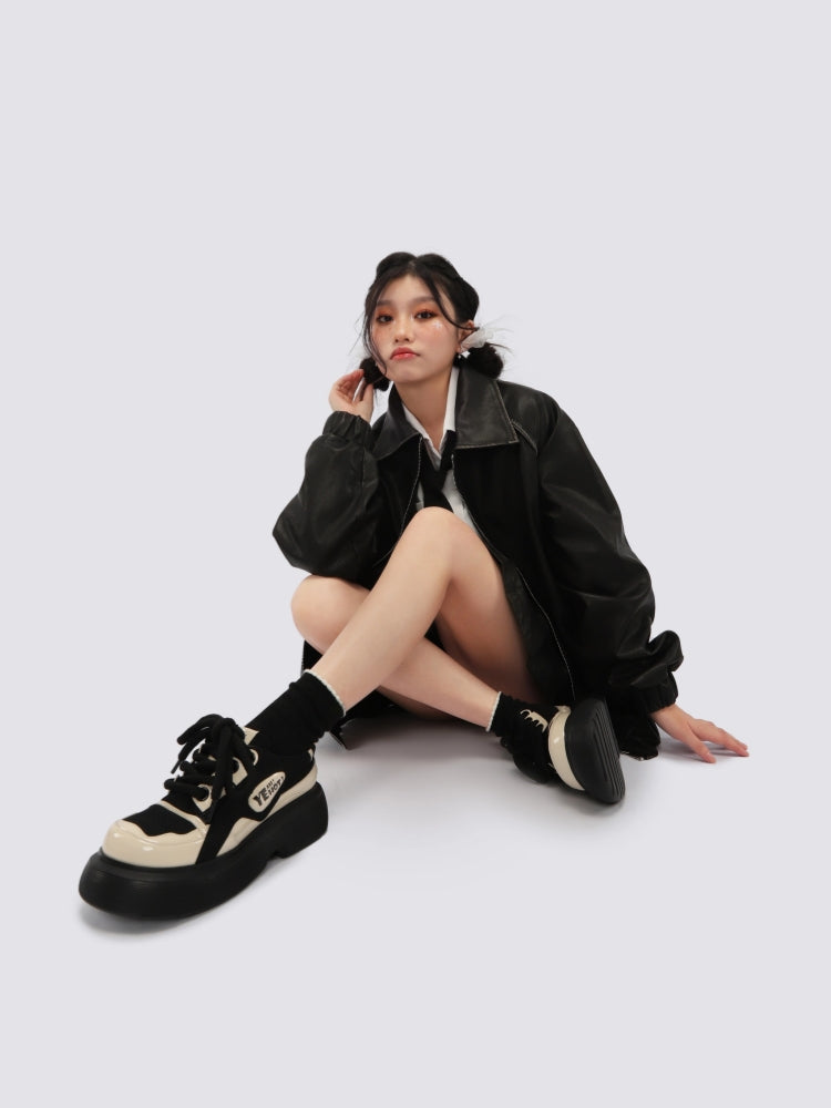 Chunky Platform Lace-Up Sneakers