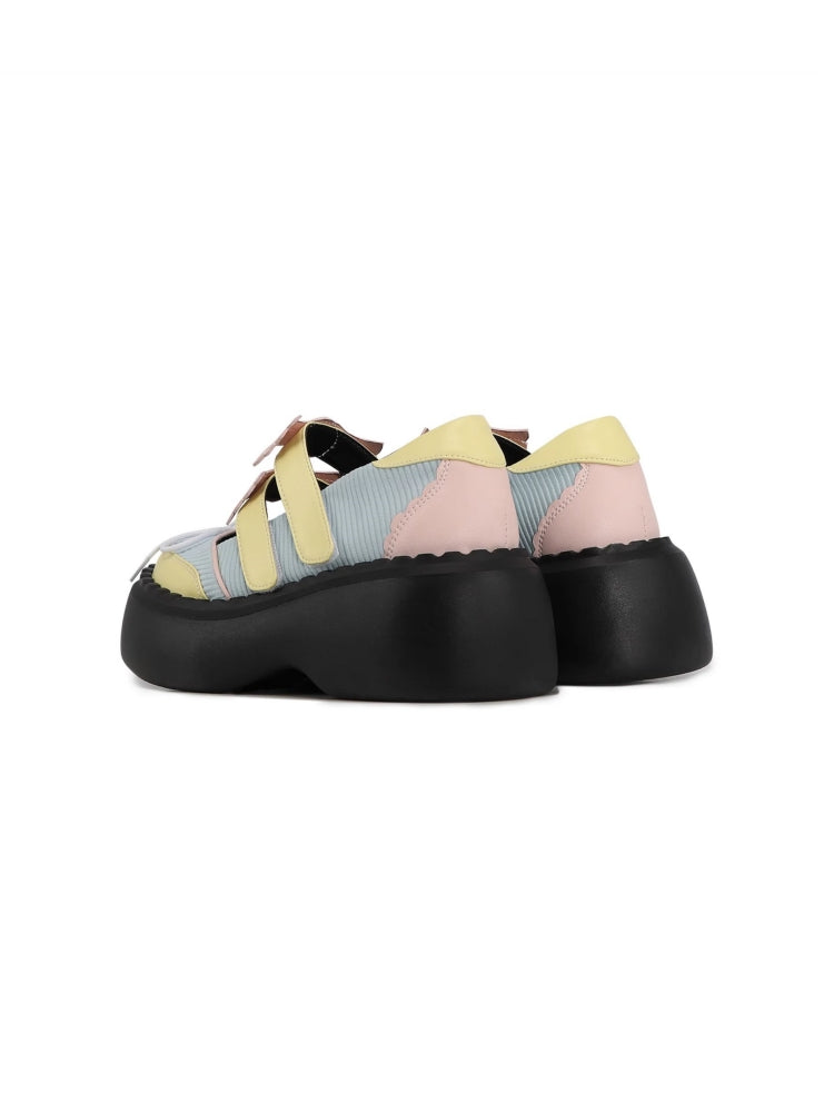 Unique Cut Out Details Pastel Color Platform Sneakers