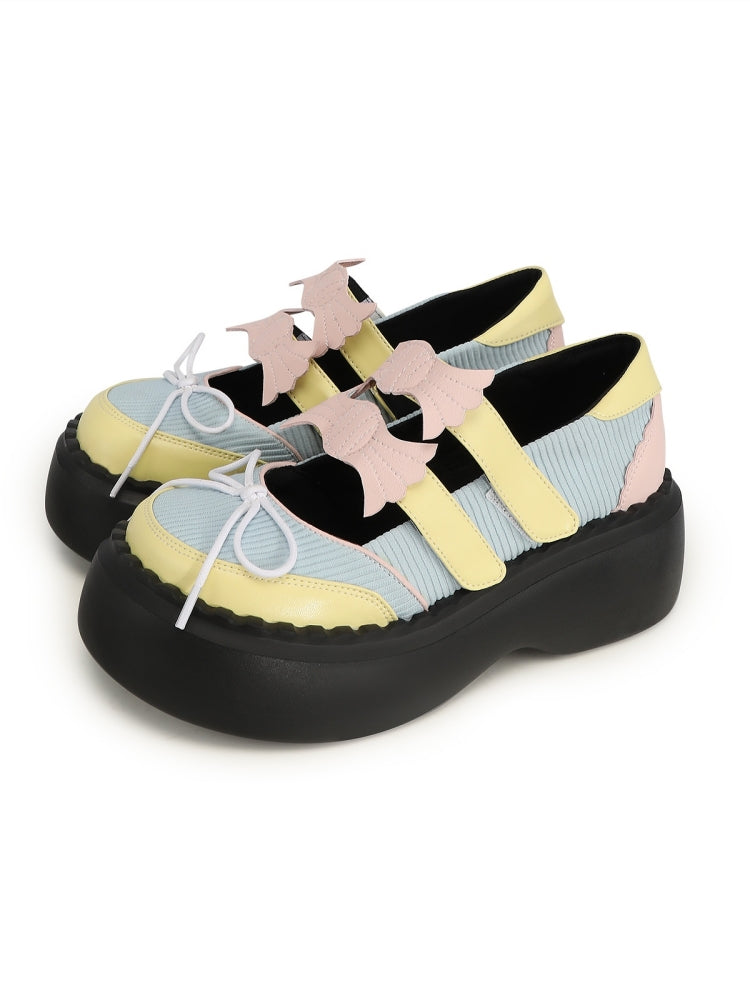 Unique Cut Out Details Pastel Color Platform Sneakers
