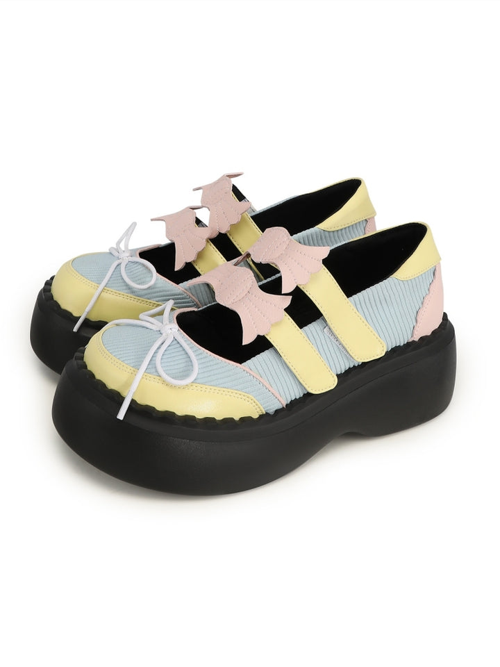 Unique Cut Out Details Pastel Color Platform Sneakers