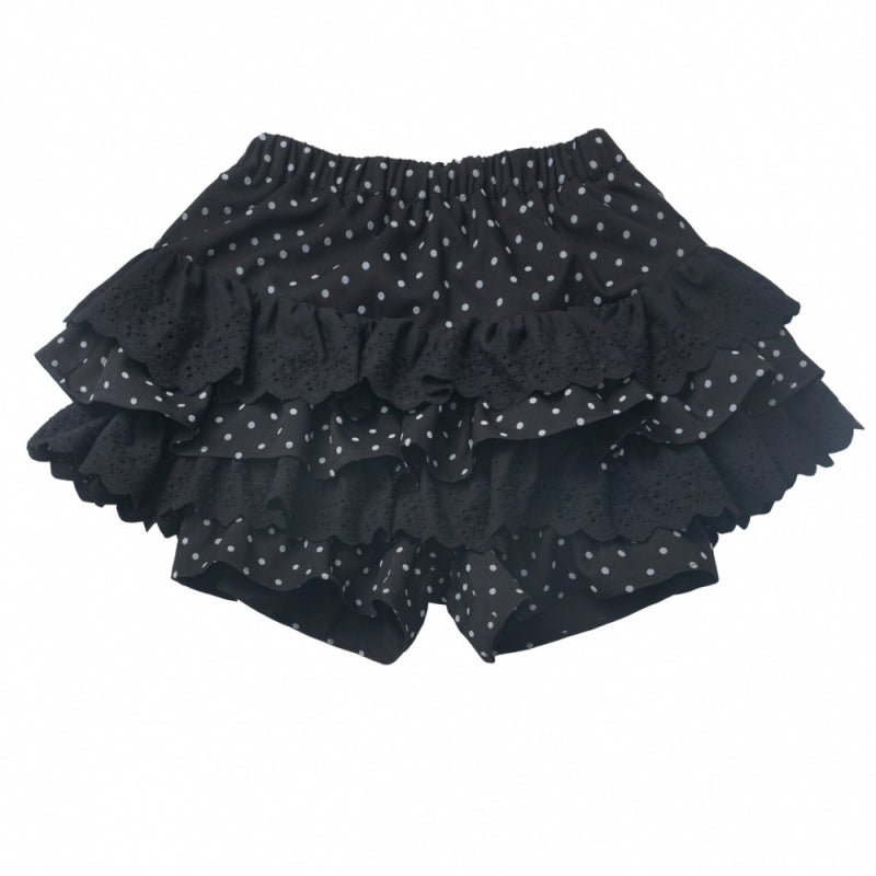 Cute White Bow Top / Black Polka Dot Ruffle Skirt