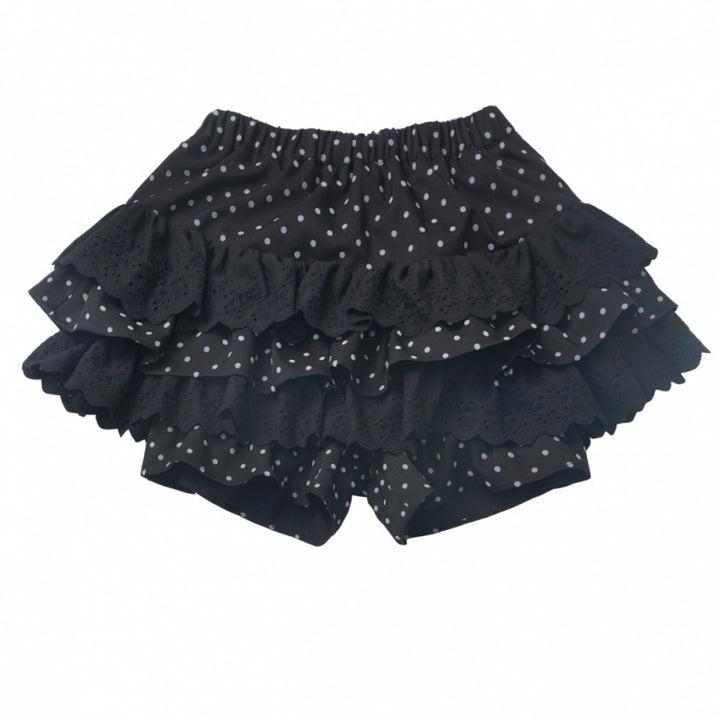 Cute White Bow Top / Black Polka Dot Ruffle Skirt