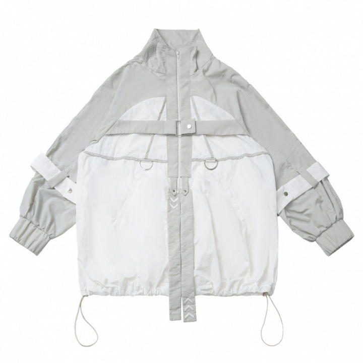 Futuristic White and Grey Outfit Set with Optional Vest Pants Shorts Jacket