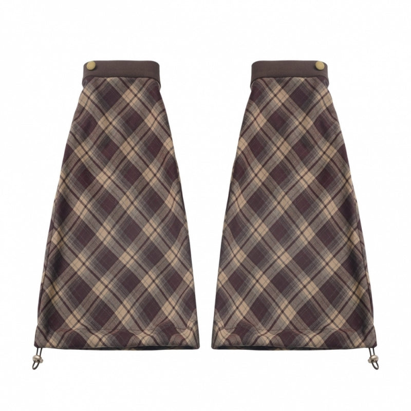 Cute Puppy Brown Yellow T-Shirts /Plaid Skirts / Leg Warmers