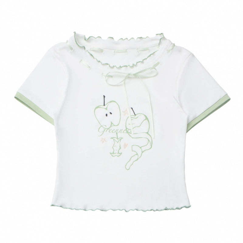 Cute Apple Graphic T-Shirt / Long Sleeve Shirt / Checkered Shorts / Pants