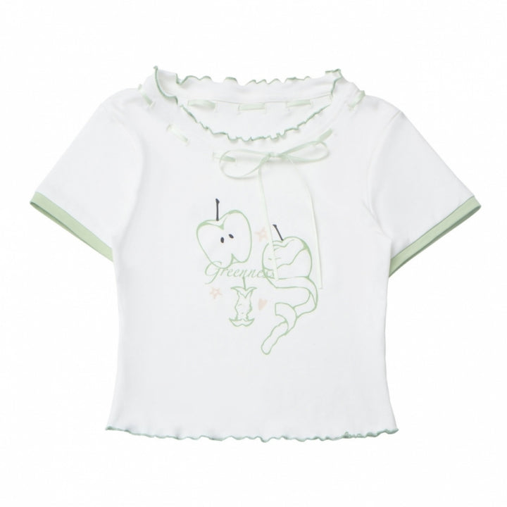 Cute Apple Graphic T-Shirt / Long Sleeve Shirt / Checkered Shorts / Pants