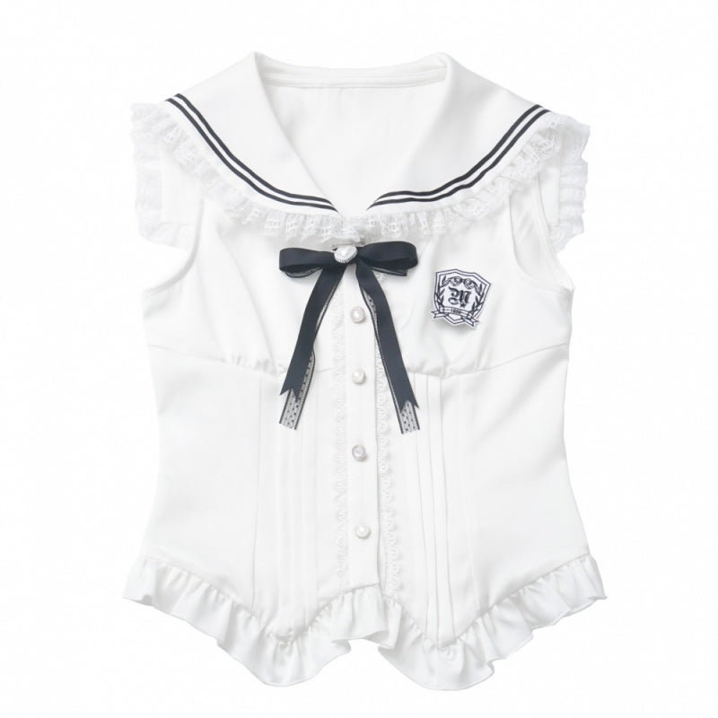 Sweet Lolita White Shirt / Pink Sweater / Black Skirt