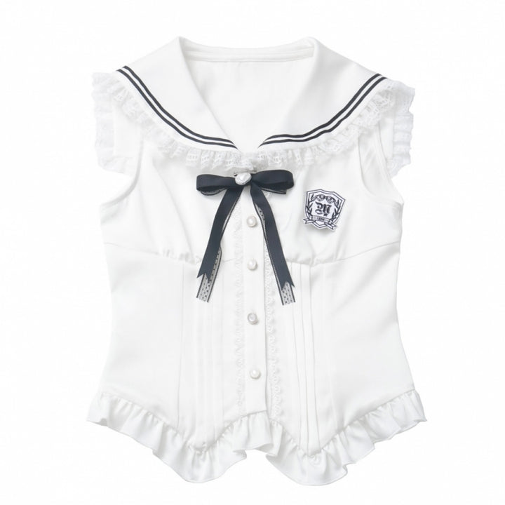 Sweet Lolita White Shirt / Pink Sweater / Black Skirt