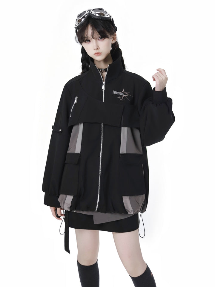 Edgy Streetwear Futuristic Black Jacket / Skirt / Wide Leg Pants