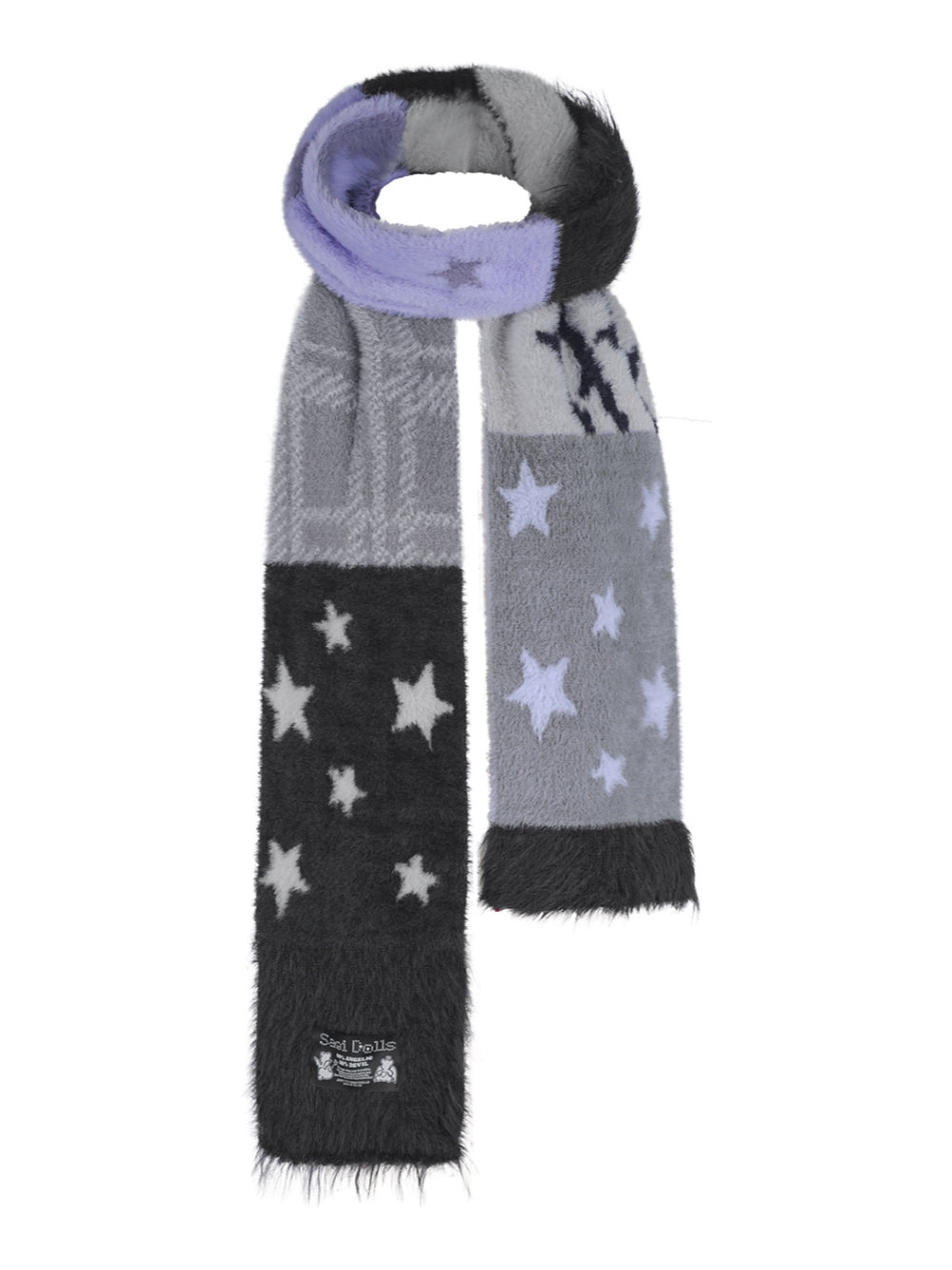 Star Pattern Faux Mink Fleece Winter Scarf