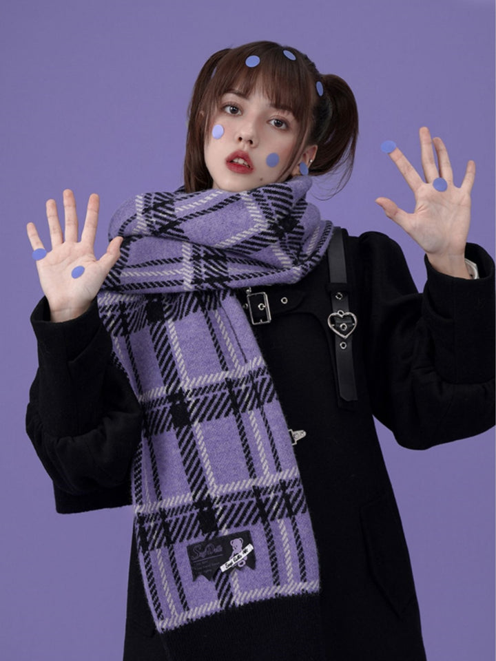 Purple Plaid Winter Scarf