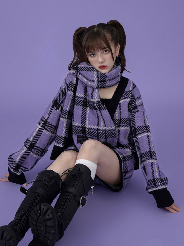 Purple Plaid Winter Scarf
