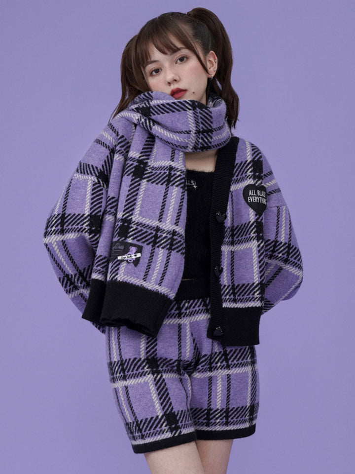 Purple Plaid Winter Scarf