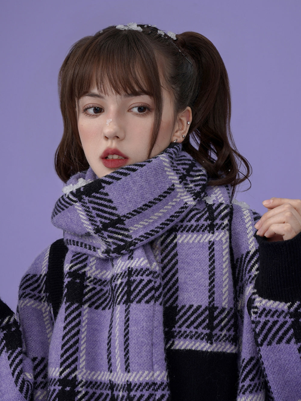 Purple Plaid Winter Scarf