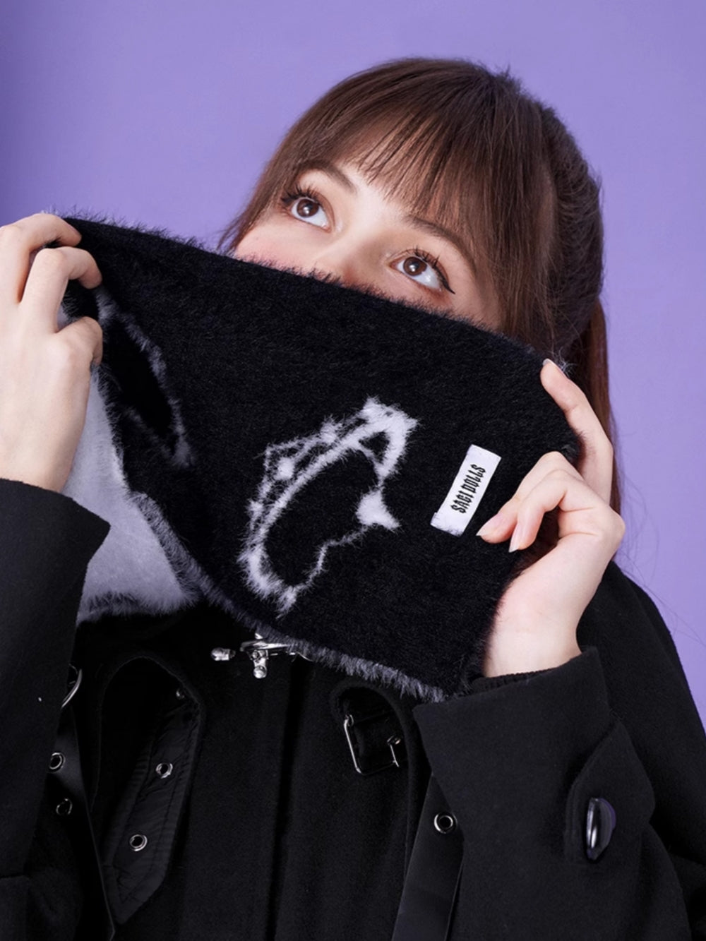 Cute Print Faux Mink Fleece Winter Scarf