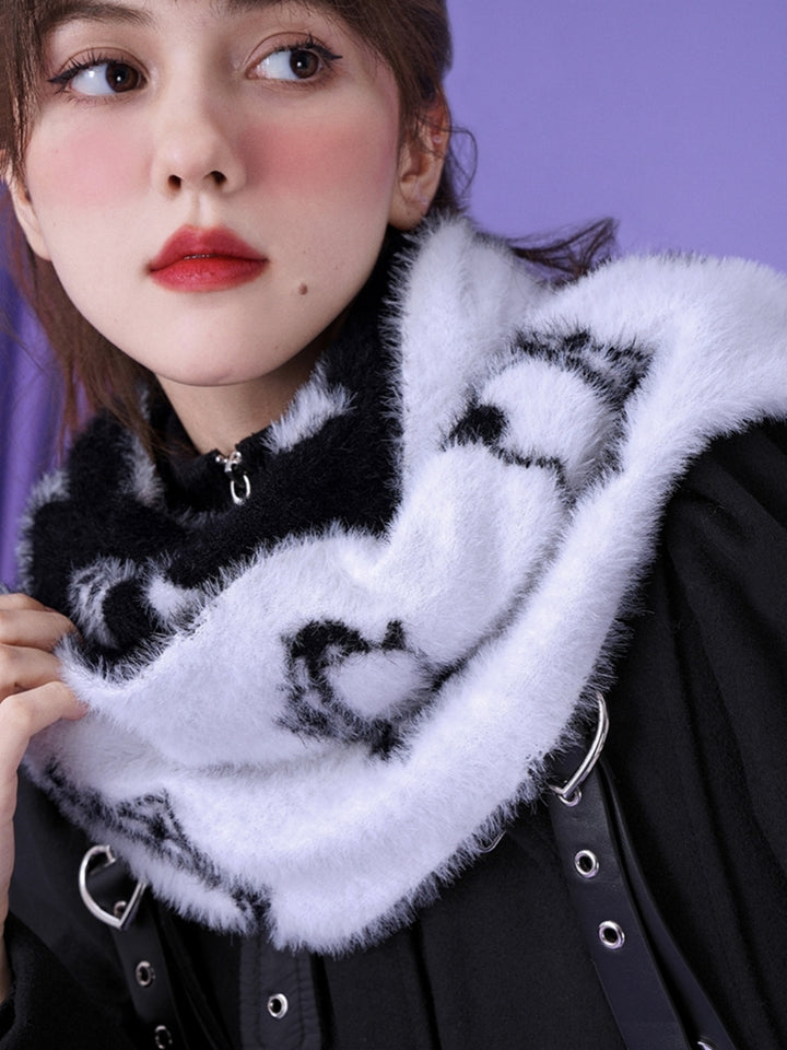 Cute Print Faux Mink Fleece Winter Scarf