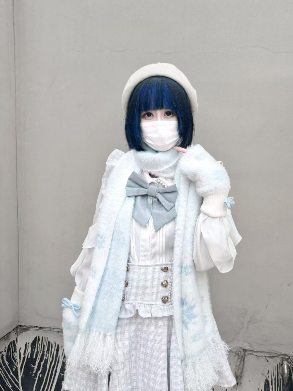 Snowflake Print Thick Mink Fleece Scarf