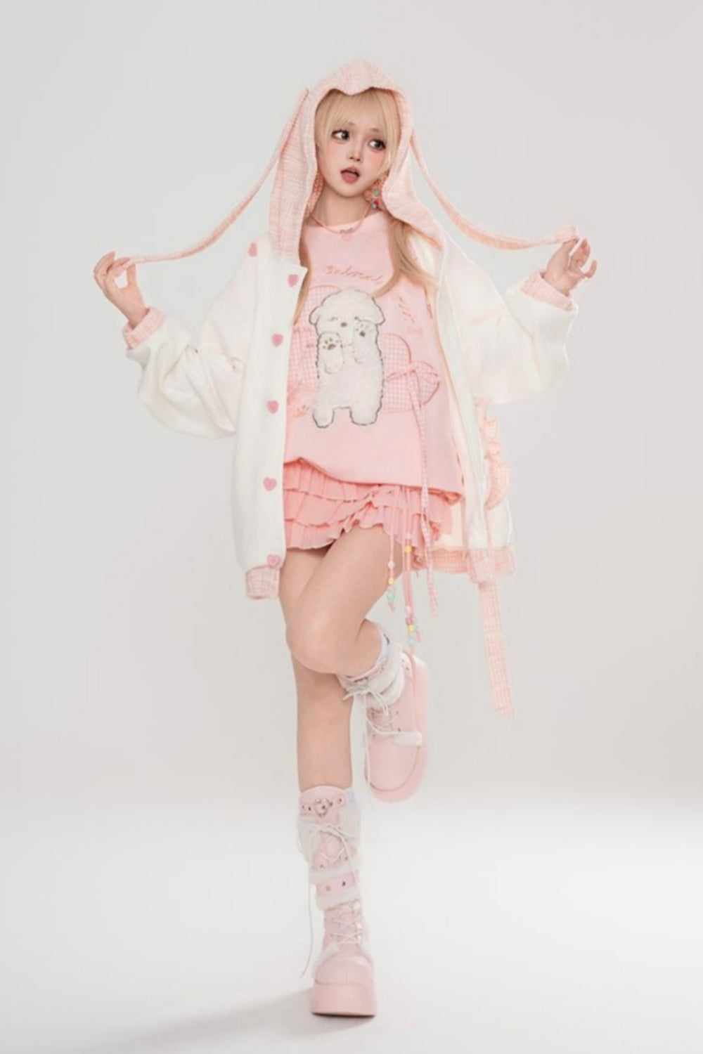 Sweet Style Bunny Ears Hoodie for Spring