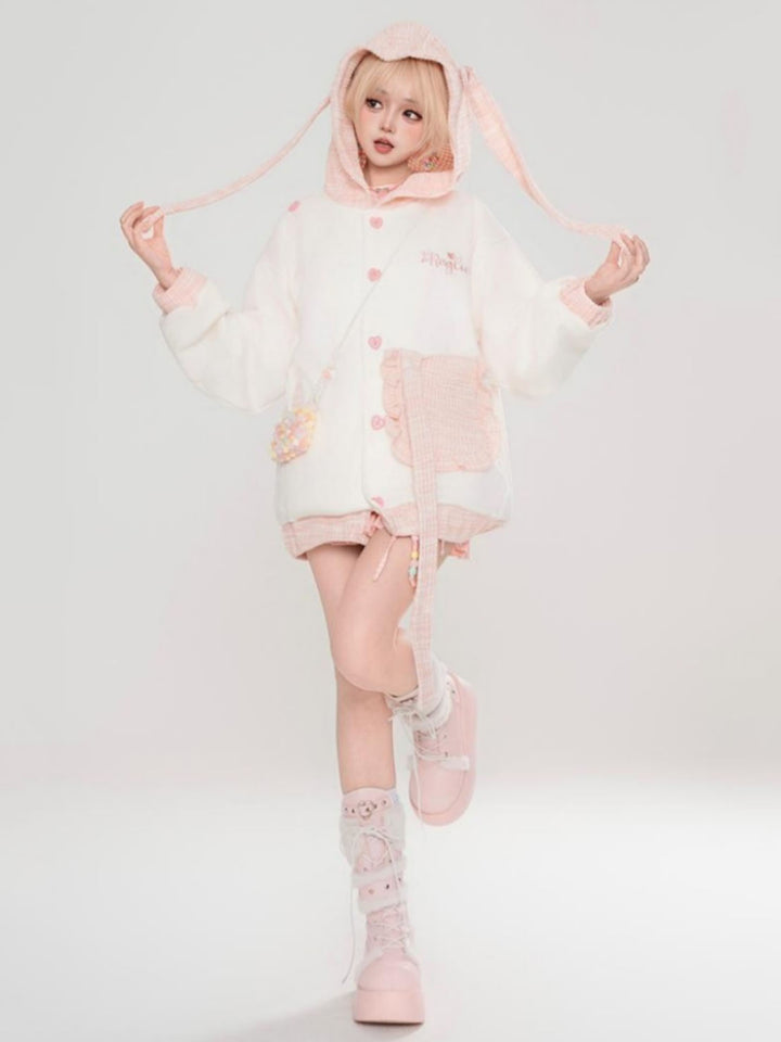 Sweet Style Bunny Ears Hoodie for Spring