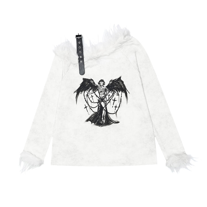 Seventeen Apostles Punk Belt Boat Neck Printed Long-Sleeve Top