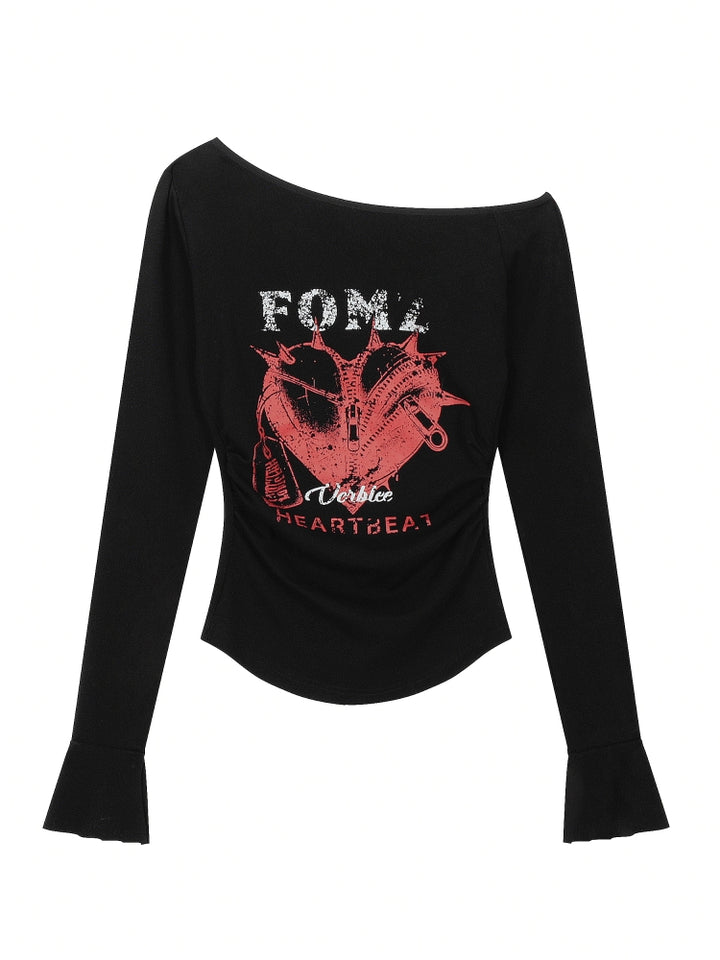 Cool Off-Shoulder Black T-Shirt – Slim Fit Flattering Spring Base Layer