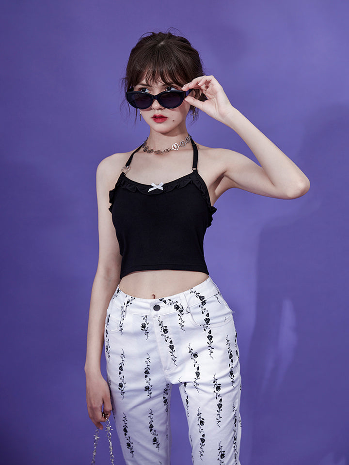 Black Slimming Sleeveless Tank Top for Spring Summer Autumn