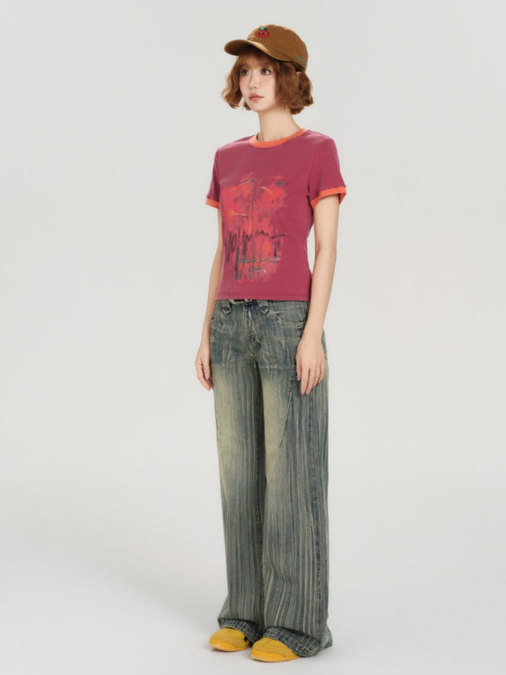 American Vintage Washed Crop Top Y2K Hot Girl Style