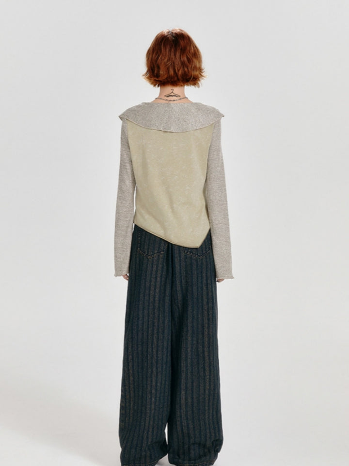 intage Spring Autumn Irregular Hem Top