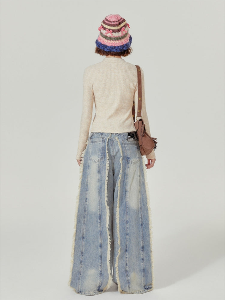 Butterfly Decor Mock Neck Autumn Winter Knit Sweater