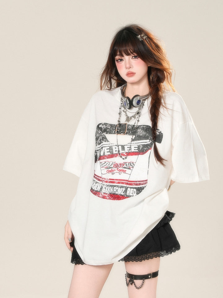 White Casual Sporty Short-Sleeve T-Shirt