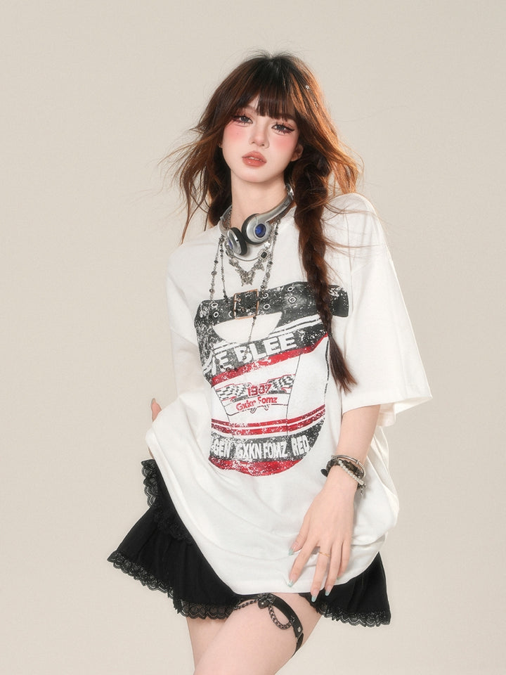 White Casual Sporty Short-Sleeve T-Shirt