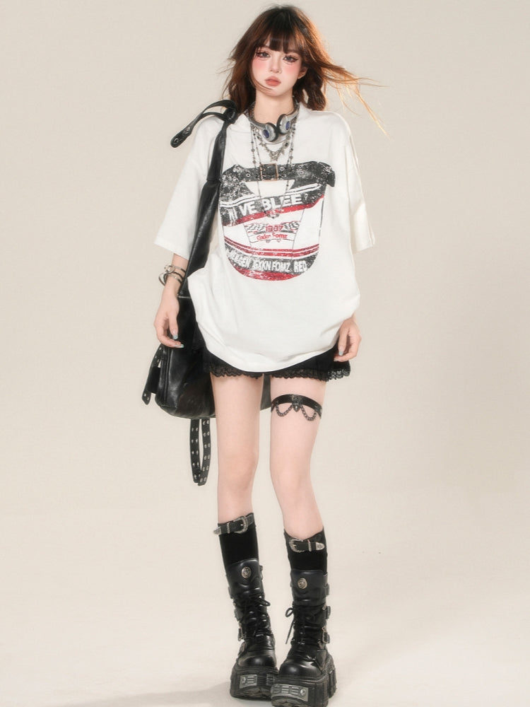White Casual Sporty Short-Sleeve T-Shirt