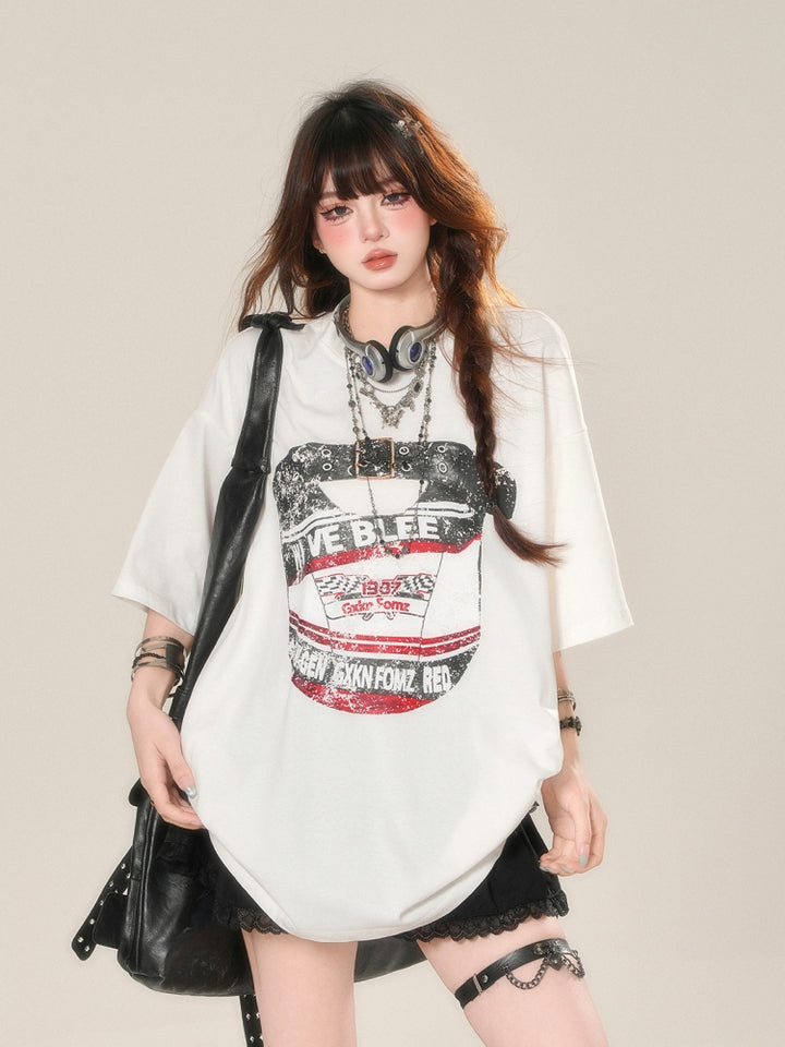 White Casual Sporty Short-Sleeve T-Shirt