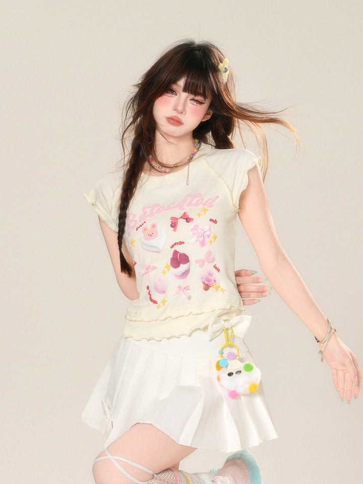 Spicy Girl Short-Sleeve Crop Apricot T-Shirt