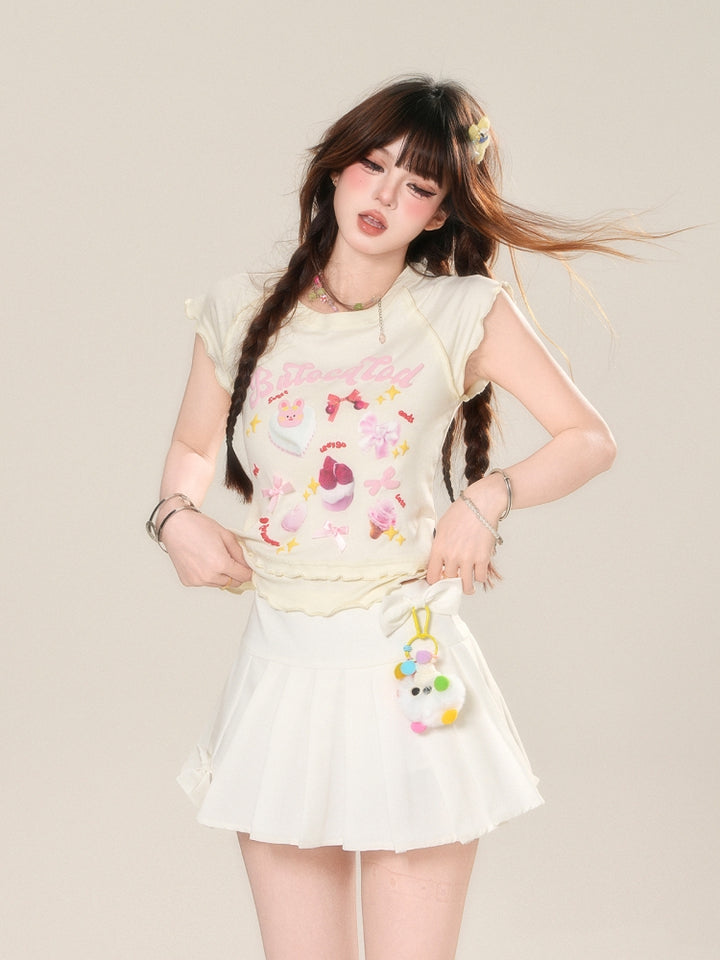 Spicy Girl Short-Sleeve Crop Apricot T-Shirt