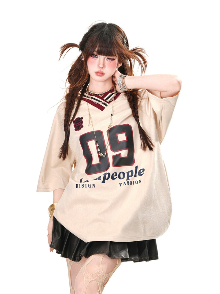 Streetwear Oversized Beige Graphic T-Shirt