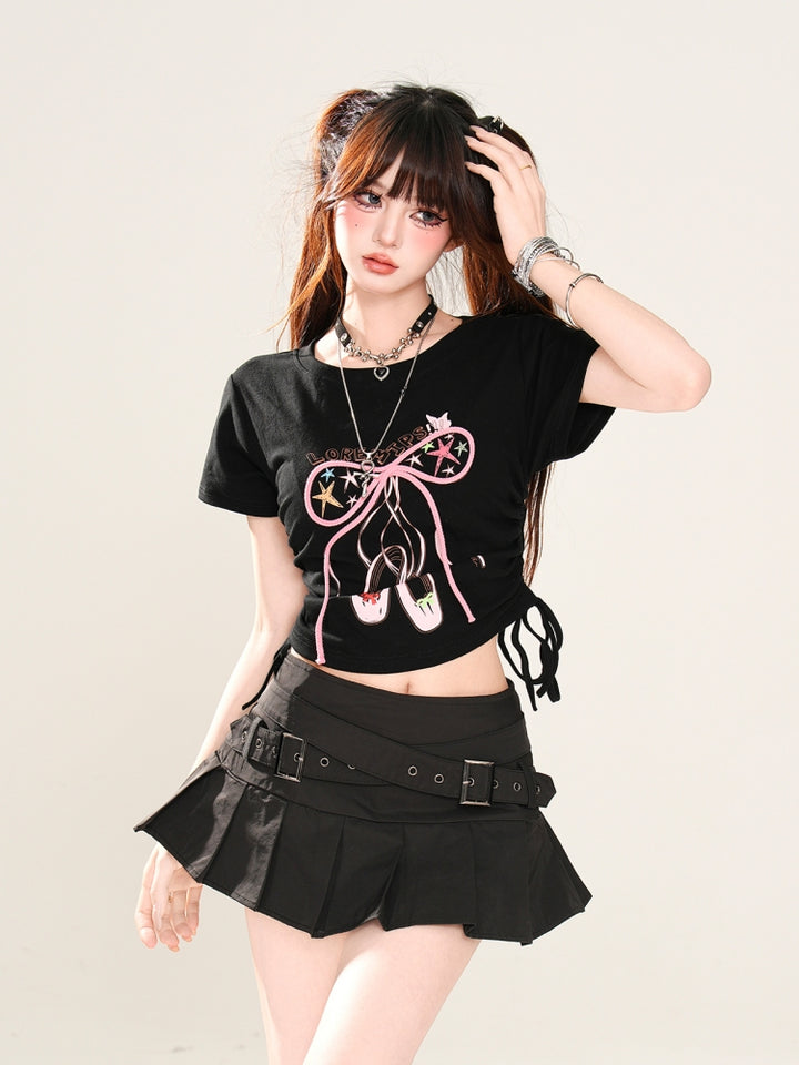 Gothic Ballet-Inspired Black T-Shirt