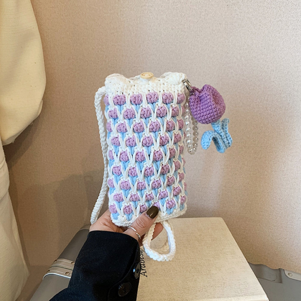Cute Tulip Crochet Phone Bag