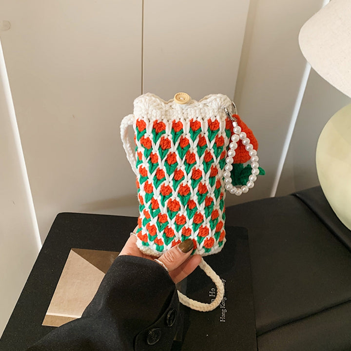 Cute Tulip Crochet Phone Bag