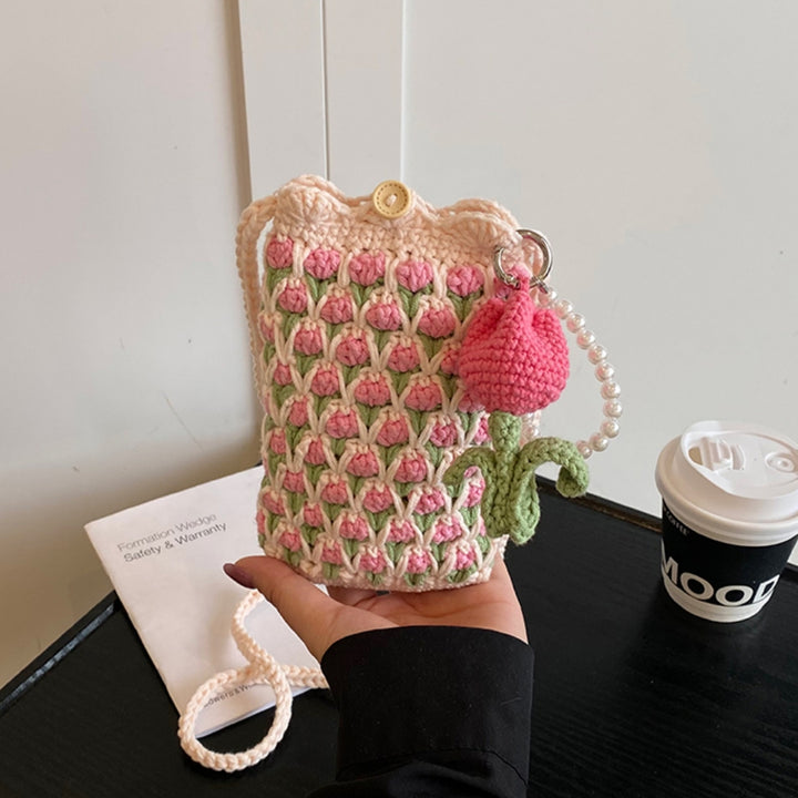 Cute Tulip Crochet Phone Bag
