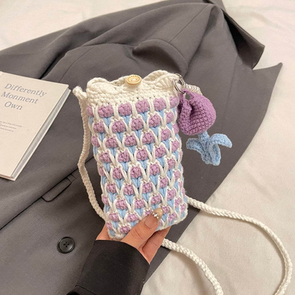Cute Tulip Crochet Phone Bag