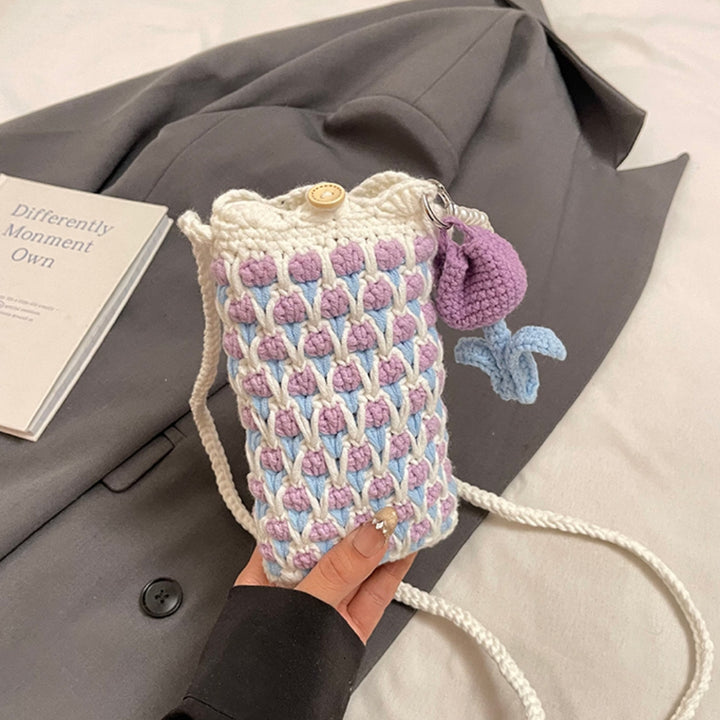Cute Tulip Crochet Phone Bag