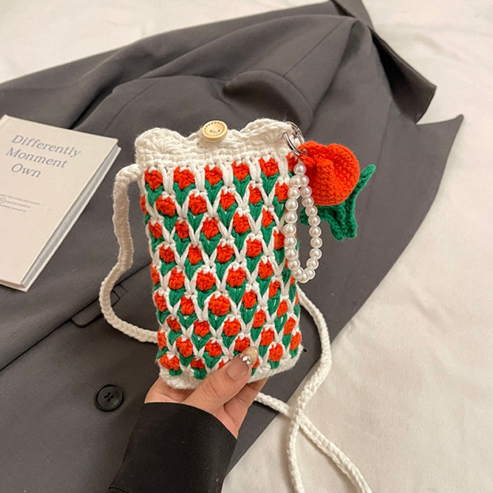 Cute Tulip Crochet Phone Bag