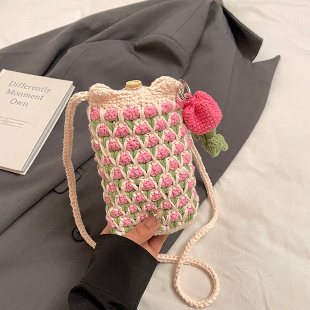 Cute Tulip Crochet Phone Bag