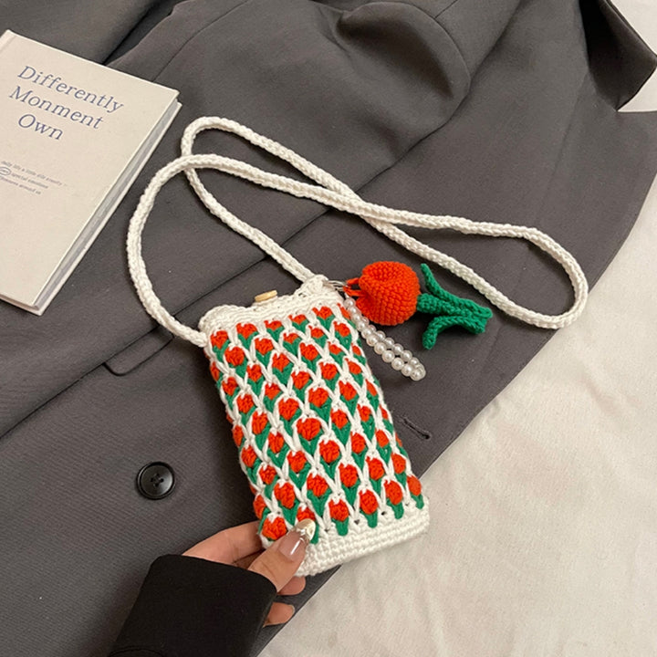 Cute Tulip Crochet Phone Bag
